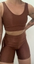 Conjunto canelado de top e short com bolso - Cappuccino
