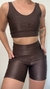 Conjunto canelado de top e short com bolso - Café - comprar online