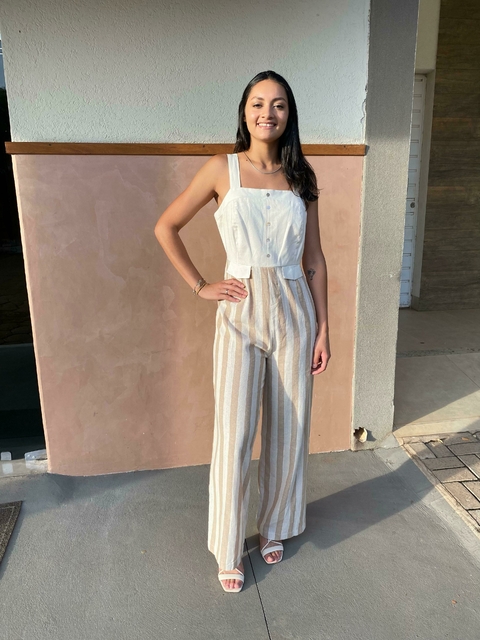 MACACÃO LONGO ALGODÃO LISTRAS ALÇA - comprar online