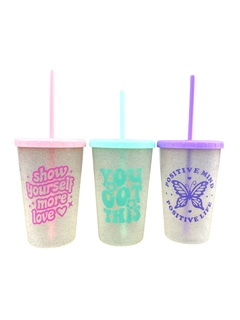 VASO CON GLITTER Y SORBETE