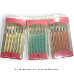 SET DE PINCELES PARA UÑAS X6 GRATIA BRUSH NAIL ART COD.76788