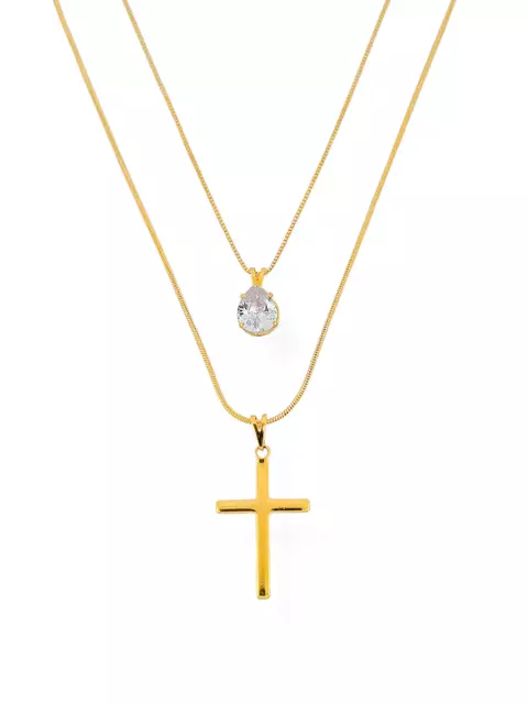 Colar Duplo Gota Com Cruz Lisa - comprar online