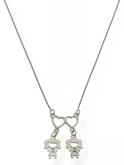 Colar Pingente Meninas e Coração Vazado - comprar online