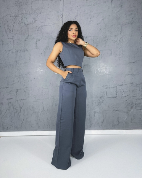 Conjunto calça e cropped importado Cor Chumbo - comprar online