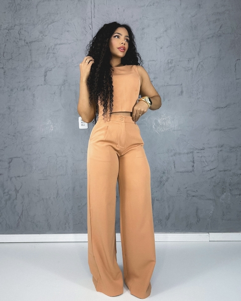 Conjunto calça e cropped importado Cor Caramelo - comprar online
