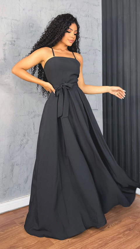 Vestido longo fluido cor Preto
