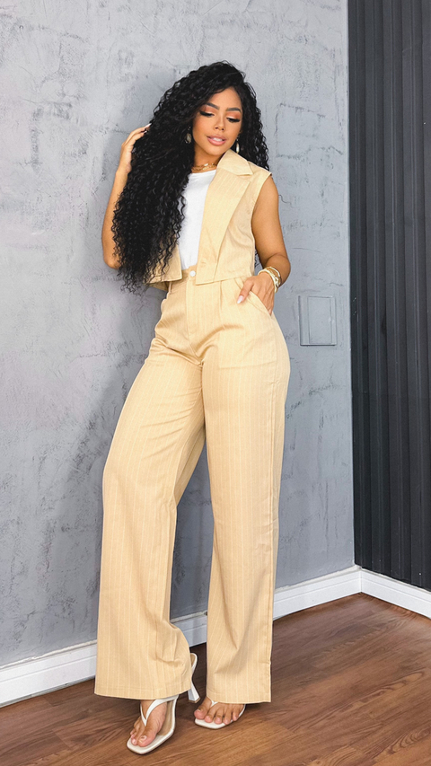 Conjunto Risca de giz cor bege