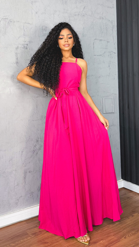 Vestido longo fluido cor Pink