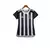 Camisa feminina do Atlético Mineiro I 24/25, nas cores branca e preta, com listras verticais e logo do time.
