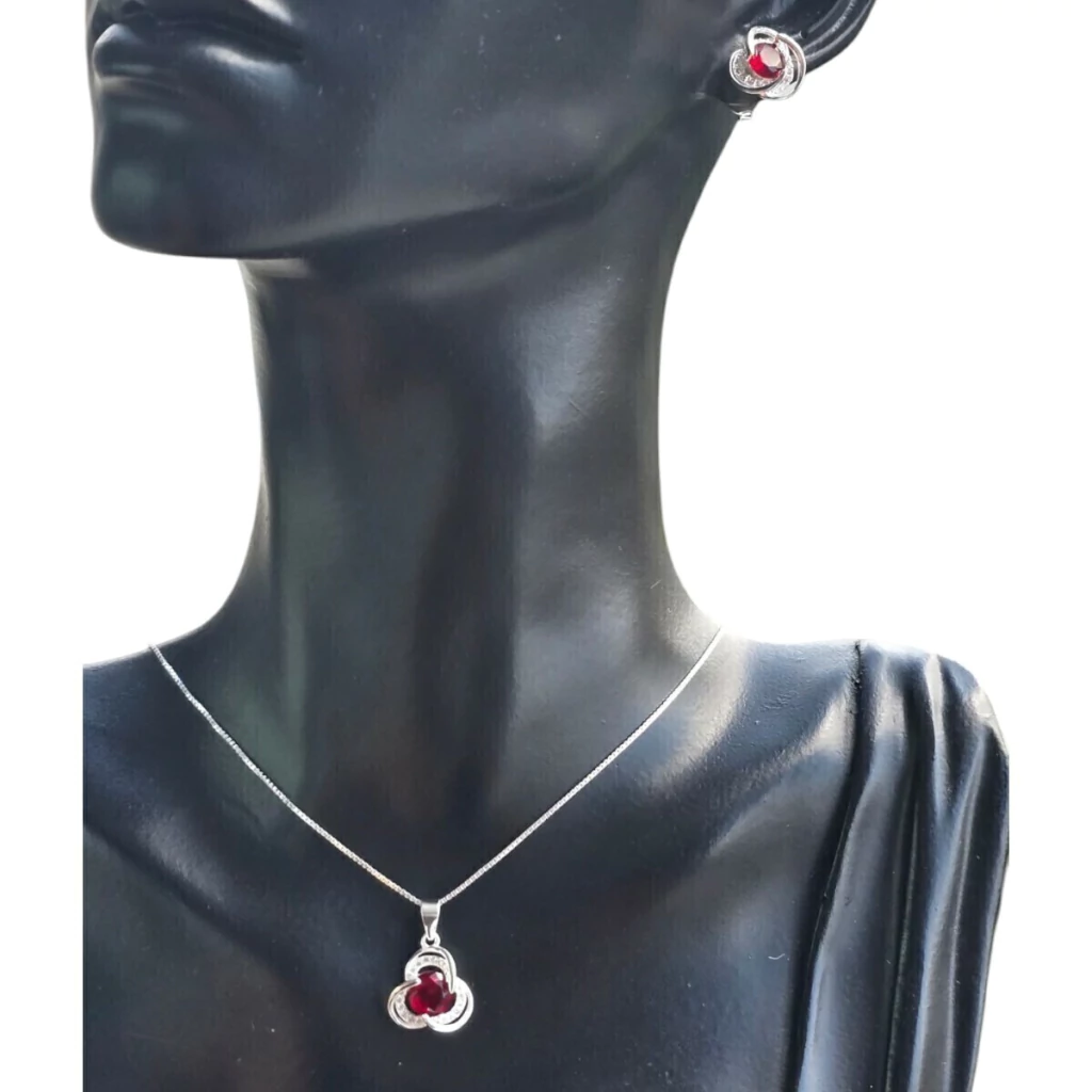 Conjunto Colar e Brinco Zircônia Cravejado 50 cm Prata 925