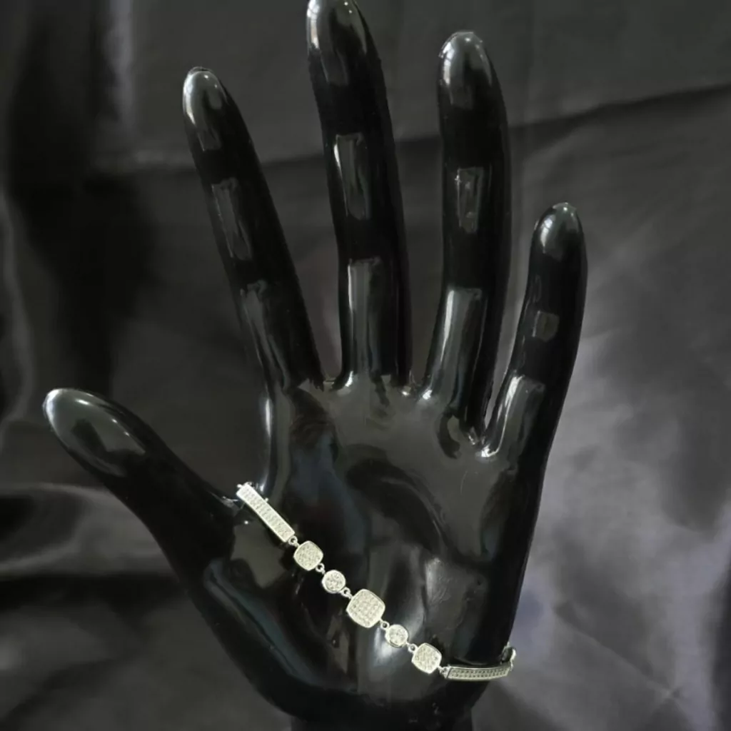 Pulseira Feminino Ponto de Luz + Gravatinha Prata 925 22cm