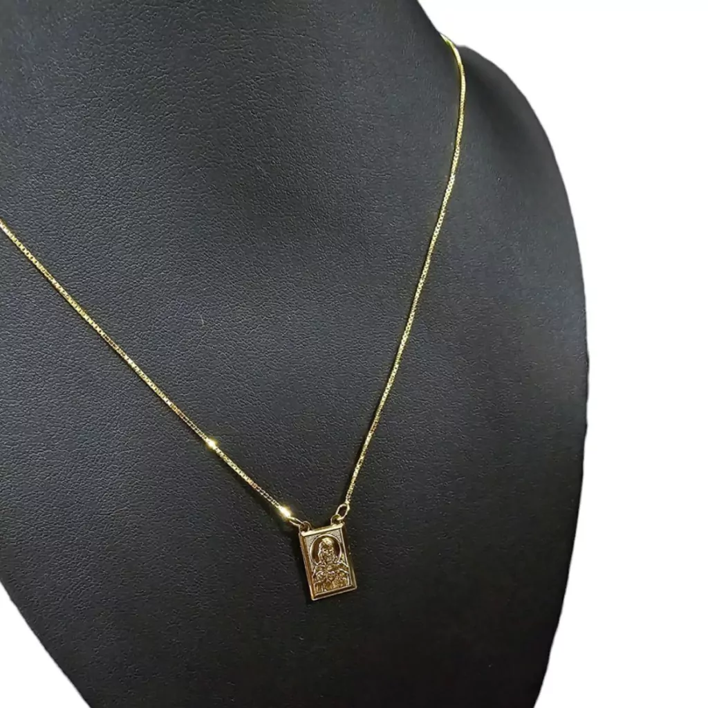 Escapulário N. Senhora Prata 925 italiana banhado a Ouro 18k
