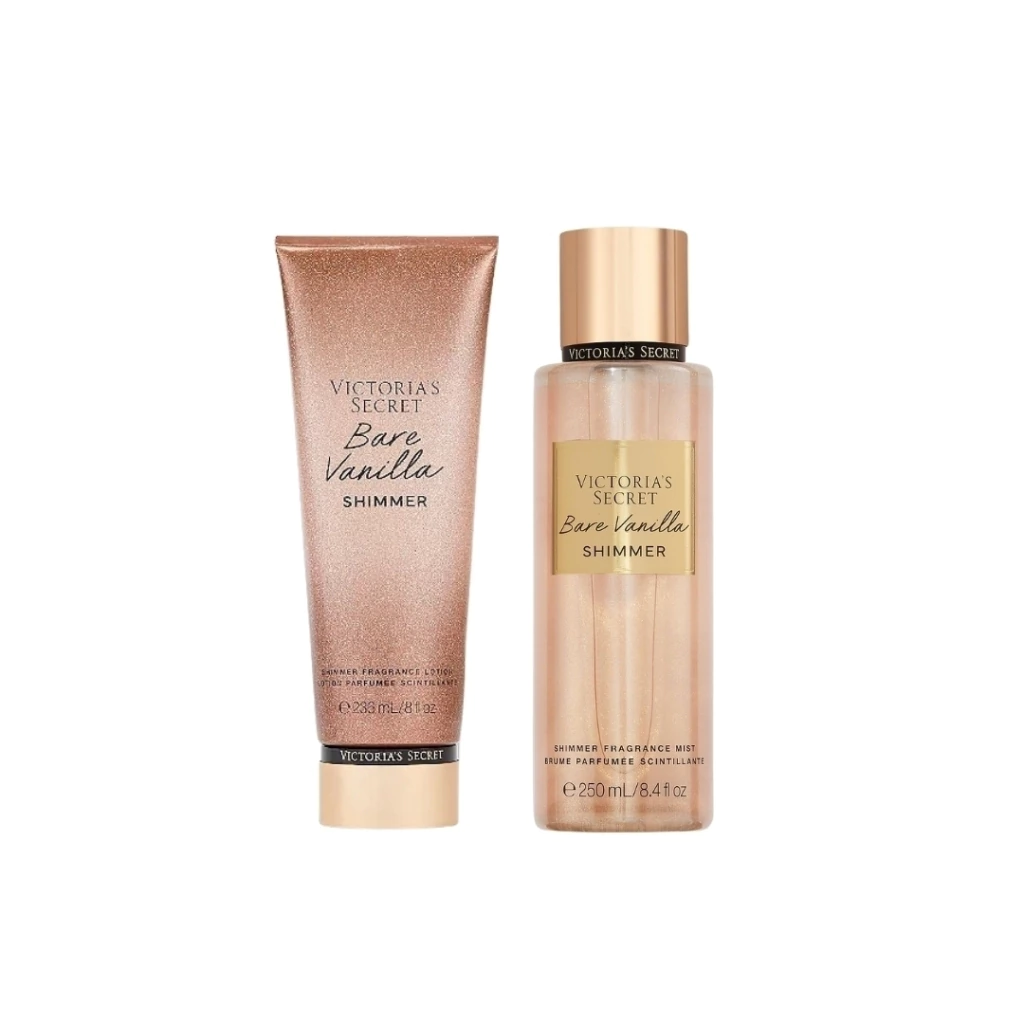 Kit Hidratante 236ml + Body Splash 250ml Bare Vanilla Shimmer Victoria´s Secret