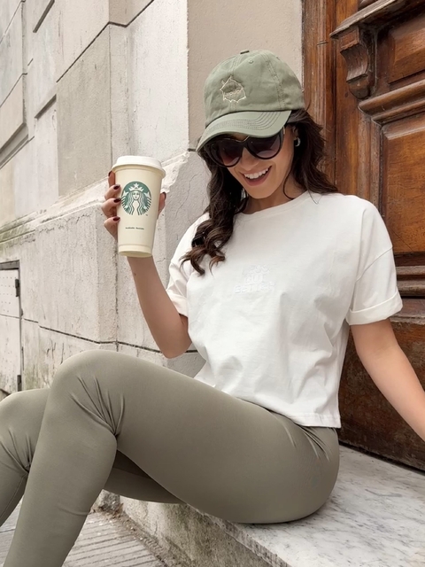 Remera Algodón Bordado Natural - comprar online