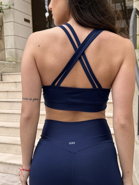 Top Deportivo Doble Tira Azul Francia - comprar online