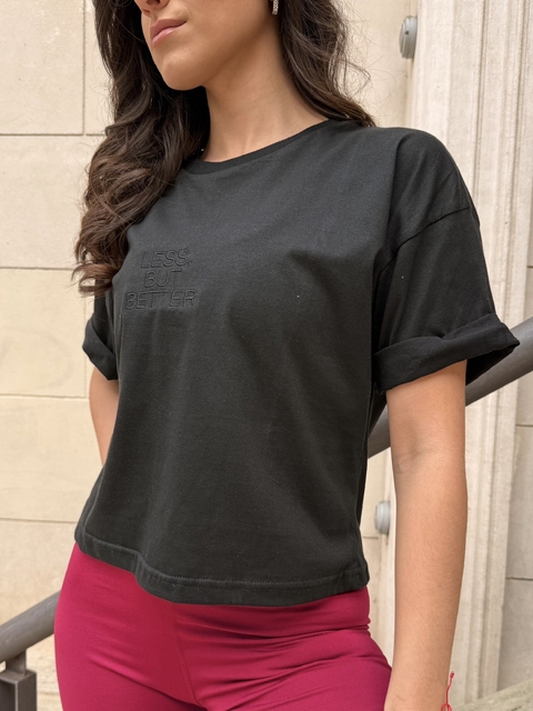 Remera Algodón Bordado Negro - comprar online