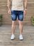 Bermuda jeans lavagem escura e detonado - ALPHA JEANS