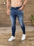 Calça skinny jeans com sublinhado a laser e patch - comprar online