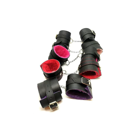 Esposas De Cuero Grande Con Peluche Y Cadena - comprar online