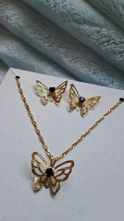 CONJUNTO BORBOLETA - FOLHEADO A OURO
