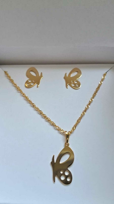 CONJUNTO BORBOLETINHA - FOLHEADO A OURO