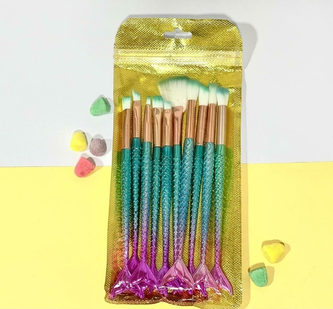SET BROCHA COLA DE SIRENA GRANDE X 10 PIEZAS