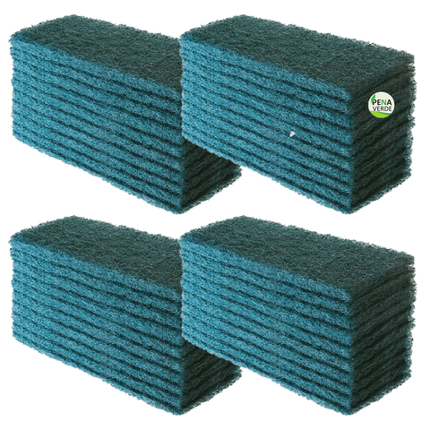 Fibra de Limpeza Pesada Verde 23 x 10 cm - Kit 40 Unidades Buchas Para Limpeza De Pisos Paredes Superfícies Cozinha