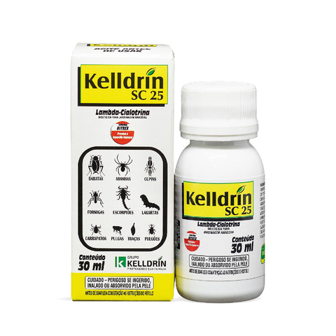 Inseticida Kelldrin Sc 25 30ml Formula Concentrada Mata Escorpião Barata Aranhas Traças Pulgas Carrapato Cupim Formiga