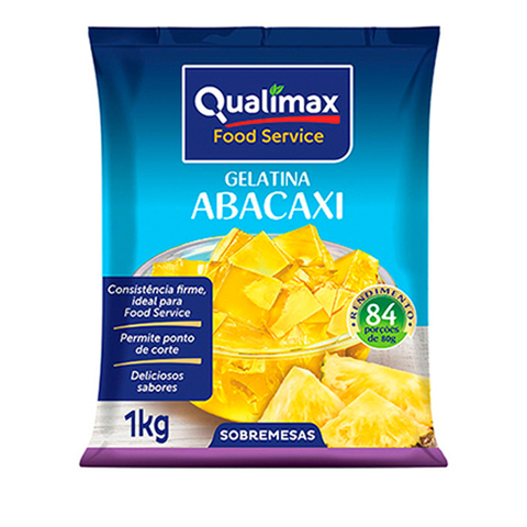 Gelatina de ABACAXI 1Kg Qualimax - Uso Profissional Alto Rendimento / Food Service Consistência Firme
