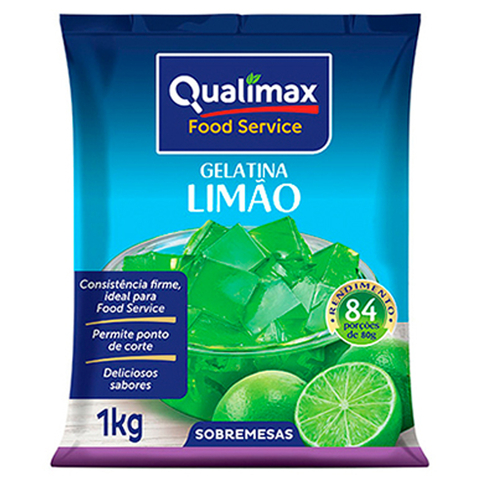 Gelatina de LIMÃO 1Kg Qualimax - Uso Profissional Alto Rendimento / Food Service Consistência Firme