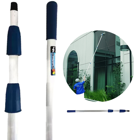 Kit 8 Unidades Cabo de Alumínio Extensão Telescópica 9 Metros 3 Estágios Com Rosca Para Limpeza Em Torres / Condomínios