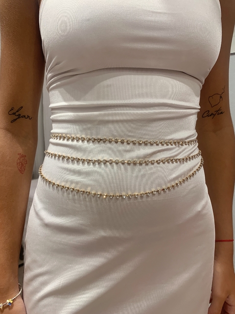 Cinto de cadena con strass