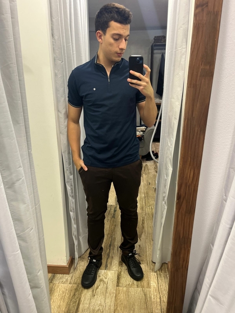 Polo MC Basica M. Malha C Elastano Slim Fit Marinho gola Padre HighStil