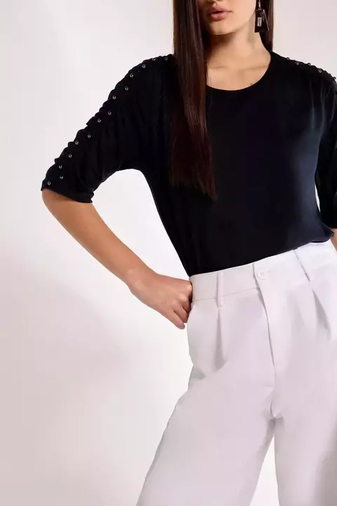 Feminino Calça Wide Leg Em Alfaiataria Off White Linzzi