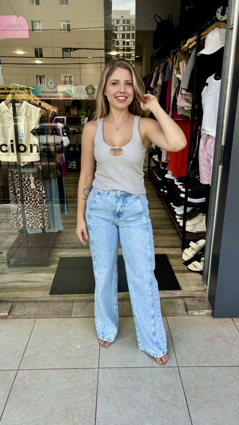 FEM Calça wide Leg Reta CIA ROTA