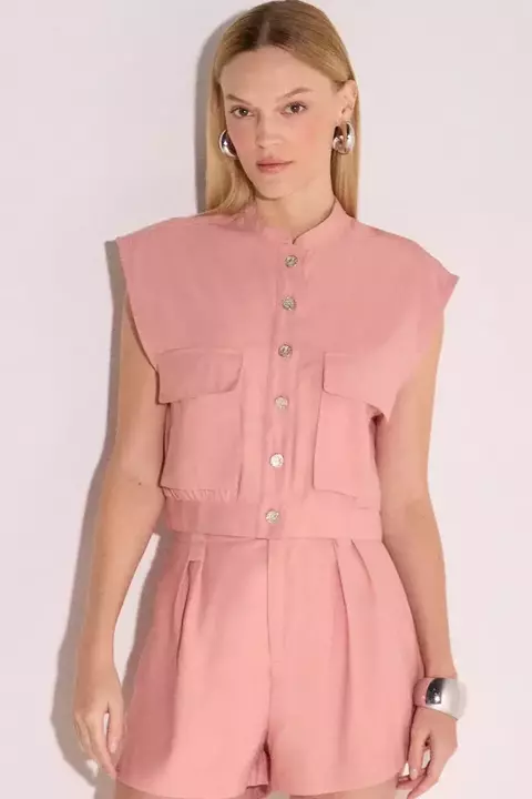 Feminino Colete Amplo Em Alfaiataria Rosa LINZZI