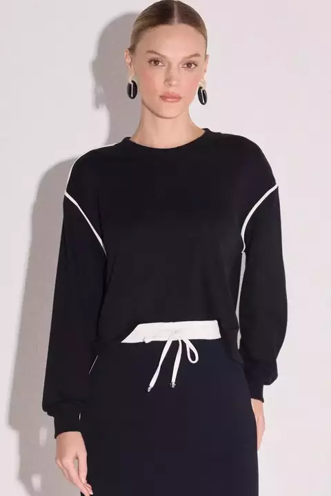 Feminino Blusão Amplo Molevisco Preto LINZZI