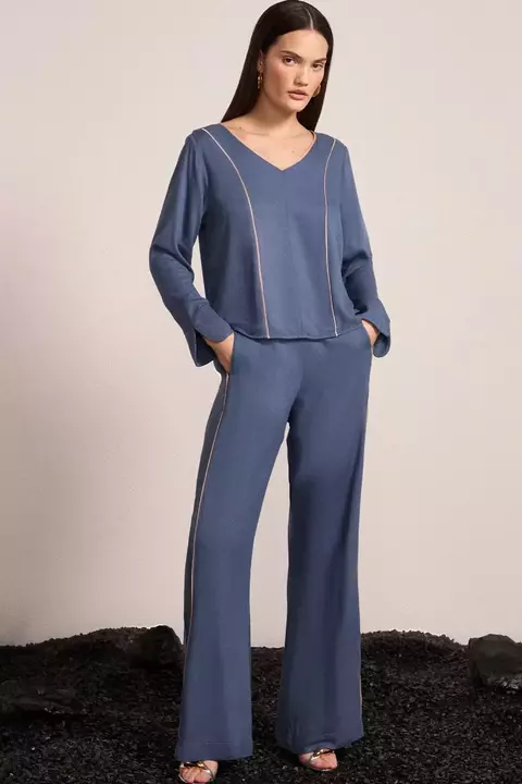 Calça Em Viscose Azul Escuro LINZZI