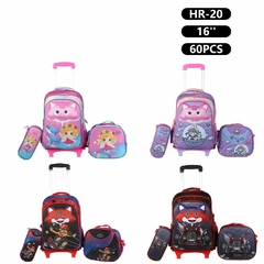 MOCHILA INFANTIL 3 PIEZAS CARTUCHERA+ LONCHERA CON RUEDAS