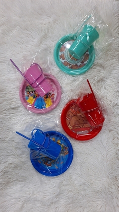 SET INFANTIL VASO C/SORBE + PLATO CAPIBARA, PRINCESAS Y PAW PATROL