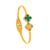 PUL9922 - BRACELETE INSPIRAÇÃO VG 2 TREVOS LISTRADO E VERDE - AÇO INOX - DOURADO