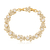 PU91078 - PULSEIRA BORBOLETA E GOTA CRAVEJADAS - FOLHEADO A OURO