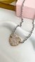 CO91113 - COLAR ELO PORTUGUÊS CORAÇÃO CRAVEJADO DOURADO - FOLHEADO A PRATA 925 E FOLHEADO A OURO - comprar online