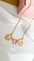 COL9653 - COLAR VENEZIANA 2 MENINAS CORAÇÃO ROSA - FOLHEADO A OURO