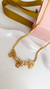 COL9656 - COLAR DE MALHA CORAÇÃO CRAVEJADO 3 MENINAS - FOLHEADO A OURO