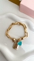 PU91236 - PULSEIRA ELOS LARGOS CORAÇÃO CADEADO VERDE - FOLHEADO A OURO - comprar online