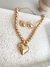CONJ9432 - CONJUNTO COLAR + BRINCO ESFERAS COM CORAÇÃO CHEIO - FOLHEADO A OURO - comprar online