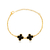 PUL9998 - PULSEIRA ELO PORTUGÊS INSPIRAÇÃO VG DOIS TREVOS PRETO - FOLHEADO A OURO - comprar online