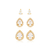 BR91649 - KIT DE BRINCOS GOTA CRAVEJADA COM PEDRA CRISTAL - FOLHEADO A OURO