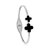 PUL9893 - BRACELETE INSPIRAÇÃO VG DOIS TREVOS PRETO - AÇO INOX - PRATA